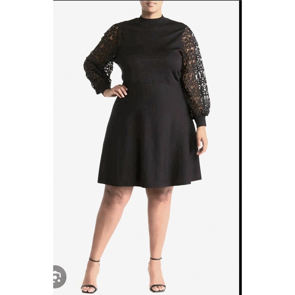 Whimsigoth Nina Leonard Open Knit Lace Bubble‎ Sleeve Sweater Dress 1X Witchy
